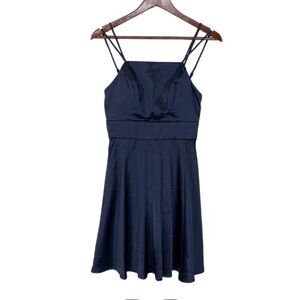 New Sequin Hearts Solid Navy Blue Strappy Cocktail Dress Satin Sheen Nwt Size 7